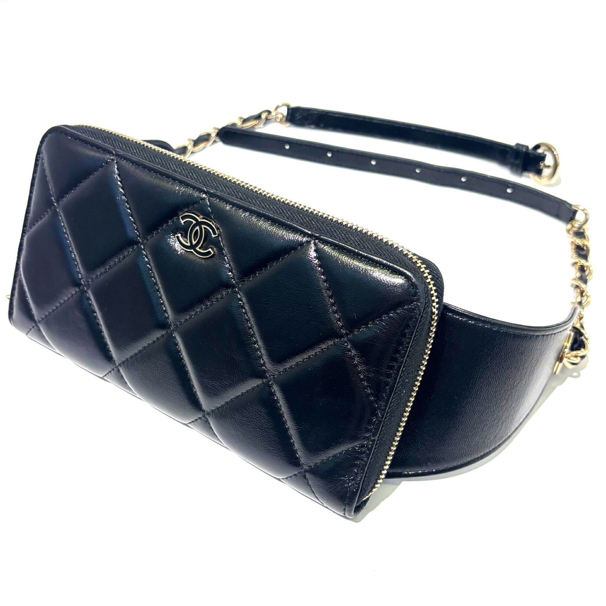 Chanel Chanel Waist Wallet Pouch Chain Lambskin Black Coco Mark CHANEL Size ONE SIZE - 8 Thumbnail