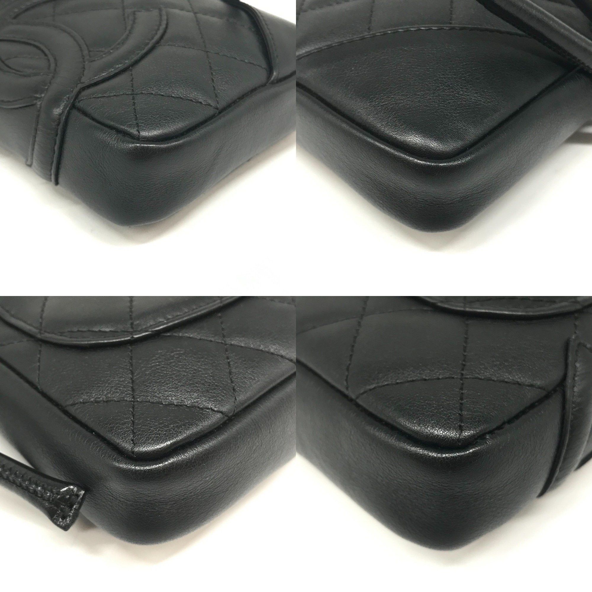 Chanel Chanel Cambon Line Small Pochette Black Leather Shoulder Bag Coco Mark 9th Series CHANEL Size ONE SIZE - 3 Thumbnail