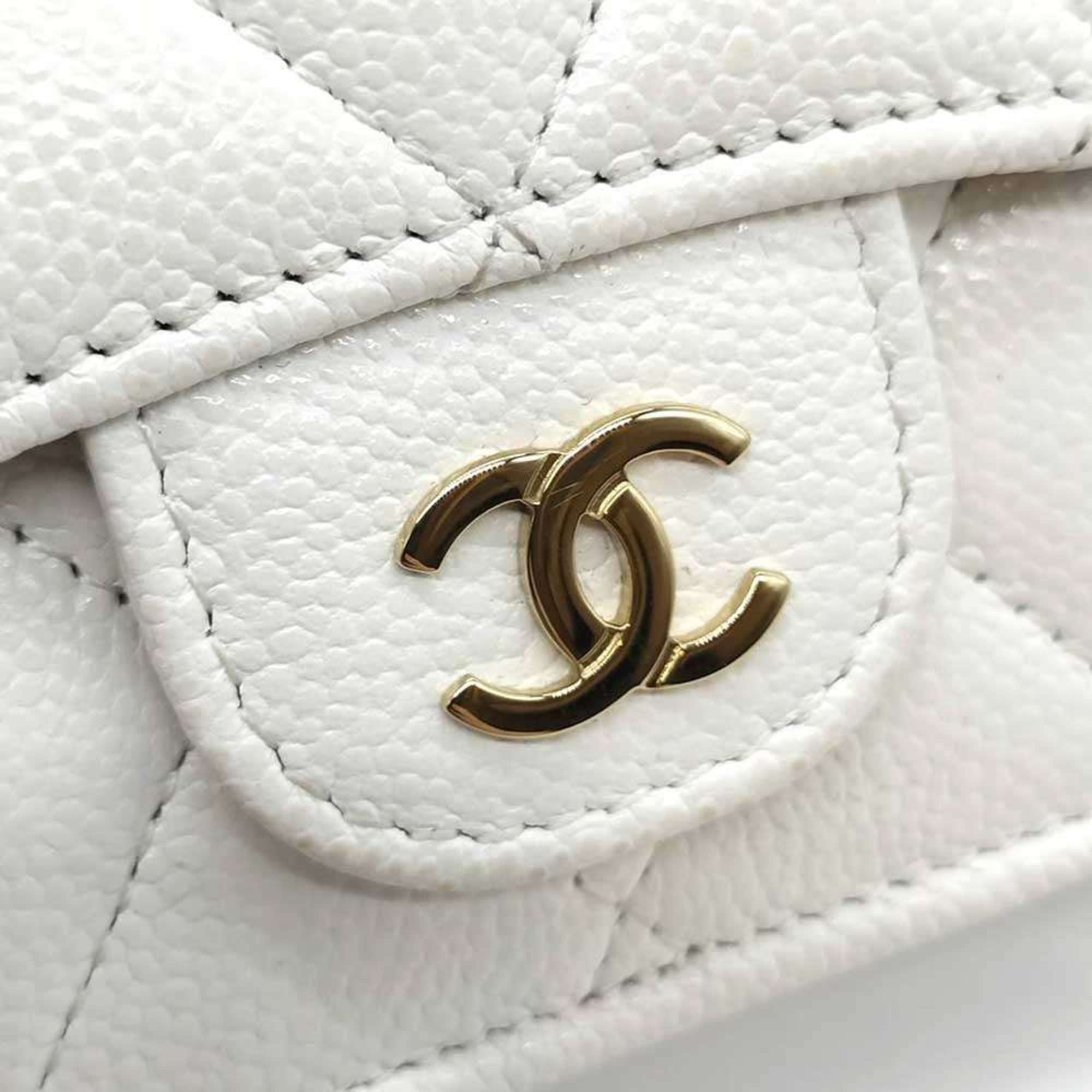 Chanel Chanel Matelasse Wallet Tri-fold White Champagne Women's Caviar Skin Leather CHANEL Size ONE SIZE - 3 Thumbnail
