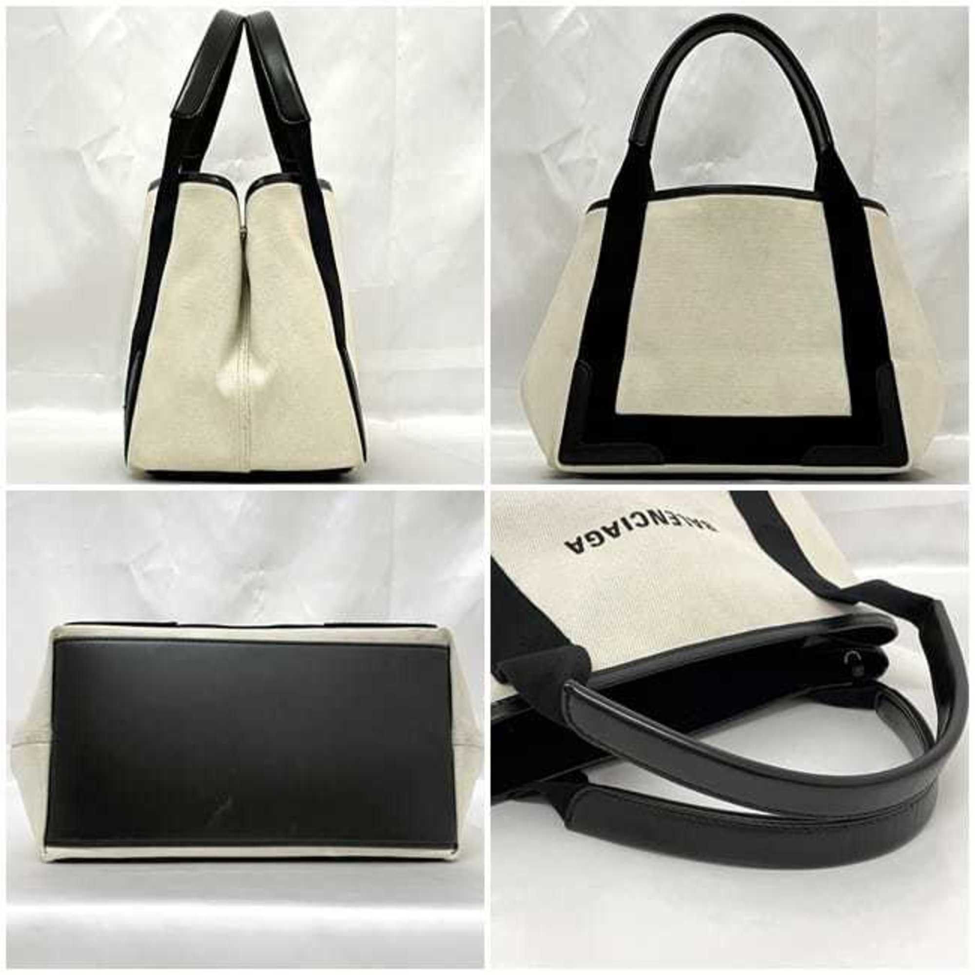 Balenciaga Balenciaga Tote Bag Navy Cabas ec-23052 Natural White Black 339933 Canvas Leather 1081 U 002123 BALENCIAGA Handbag Unisex Size ONE SIZE - 3 Thumbnail