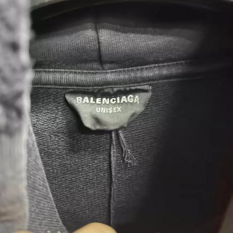 Balenciaga Balenciaga Black Logo Print Hooded Sweatshirt Size US M / EU 48-50 / 2 - 2 Thumbnail