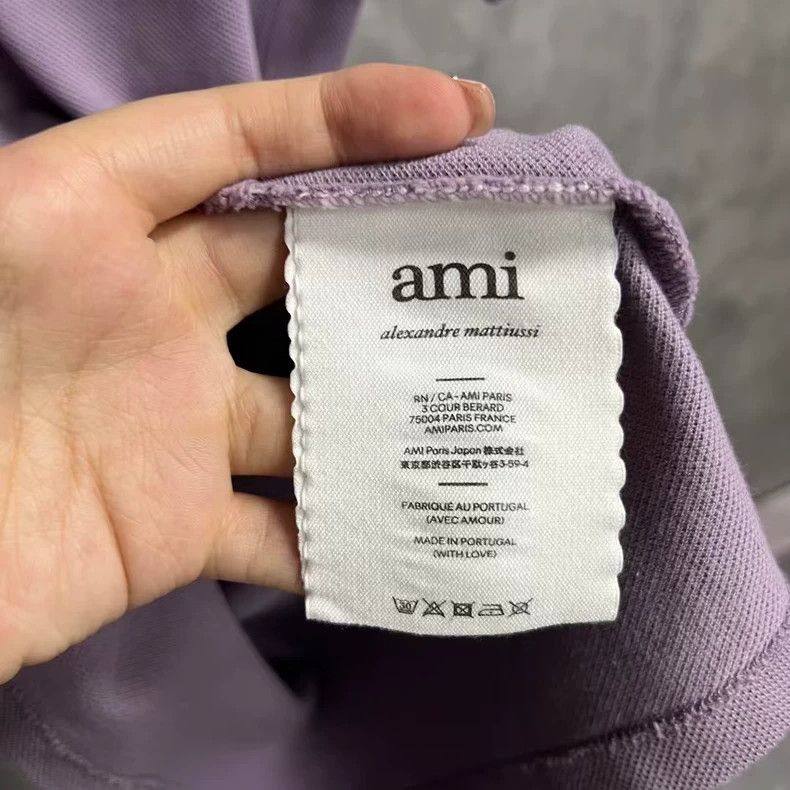 AMI Deep Purple Heart Logo Short Sleeve Polo Size US XS / EU 42 / 0 - 3 Thumbnail
