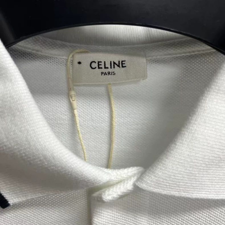 Celine Celine White Striped Letter Pattern Polo Shirt Size US S / EU 44-46 / 1 - 2 Thumbnail