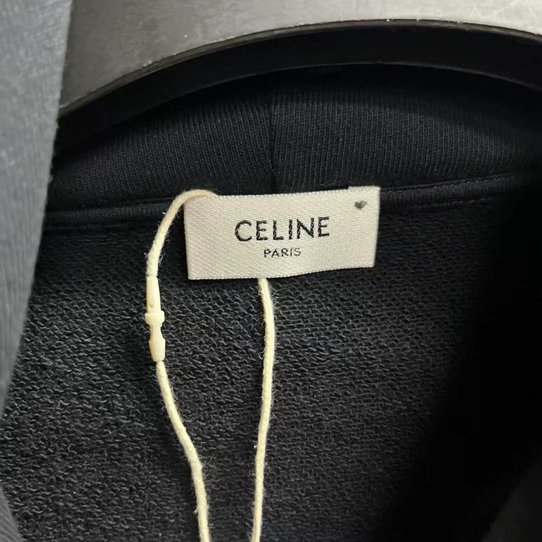 Celine Celine Black Logo Print Hooded Sweatshirt Size US XS / EU 42 / 0 - 2 Thumbnail