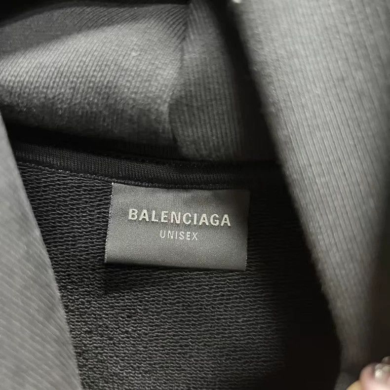 Balenciaga Black Hooded Sweatshirt with Paris Print Size US S / EU 44-46 / 1 - 2 Thumbnail