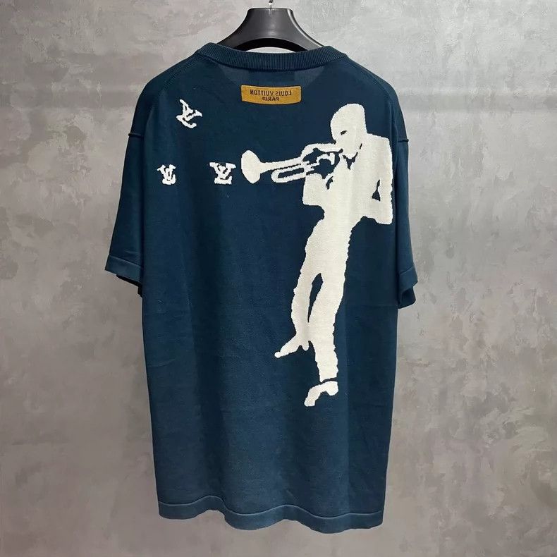 Louis Vuitton Louis Vuitton Blue Knit Logo Short Sleeve Shirt Size US L / EU 52-54 / 3 - 4 Thumbnail