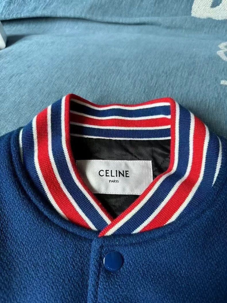 Celine Celine Wool Baseball Jacket with Leather Sleeves Size US M / EU 48-50 / 2 - 4 Thumbnail