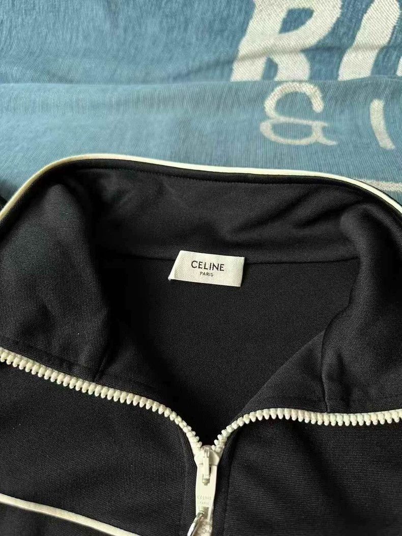 Celine Celine Black Zip Jacket with White Accents Size US L / EU 52-54 / 3 - 3 Thumbnail