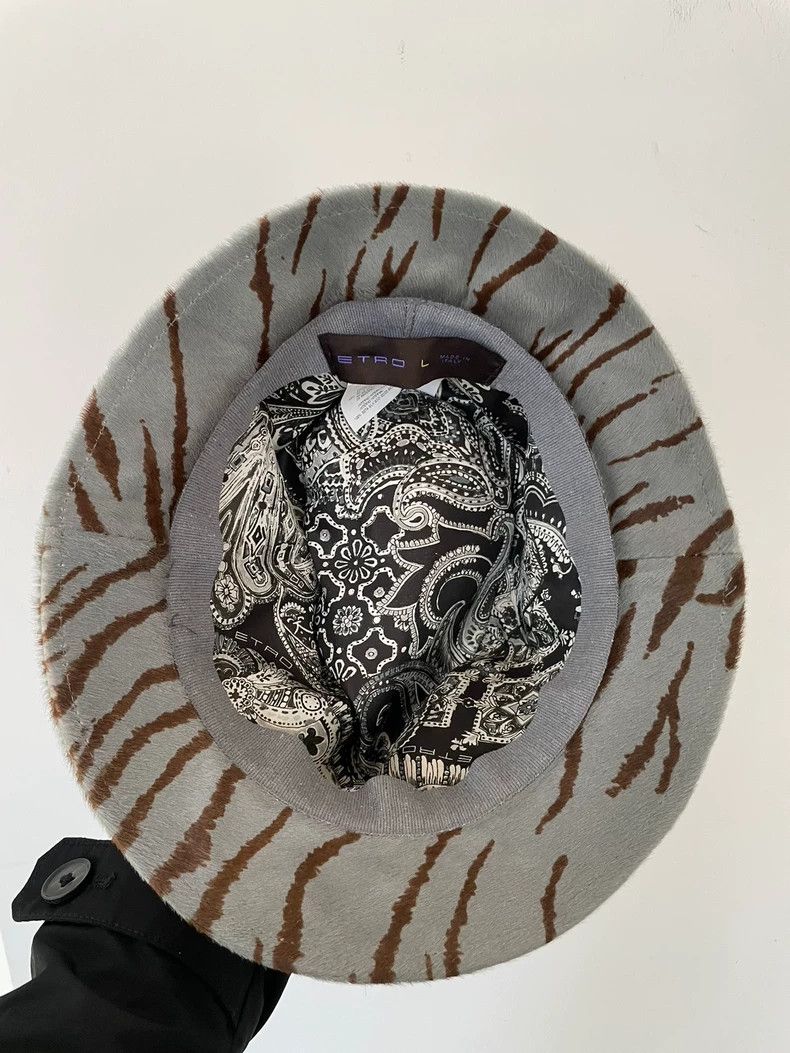 Etro Men's Zebra Pattern Fedora Hat Size ONE SIZE - 3 Thumbnail