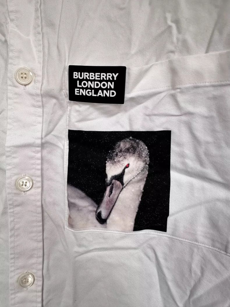 Burberry Burberry White Loose-Fit Black Swan Shirt Size US M / EU 48-50 / 2 - 2 Thumbnail