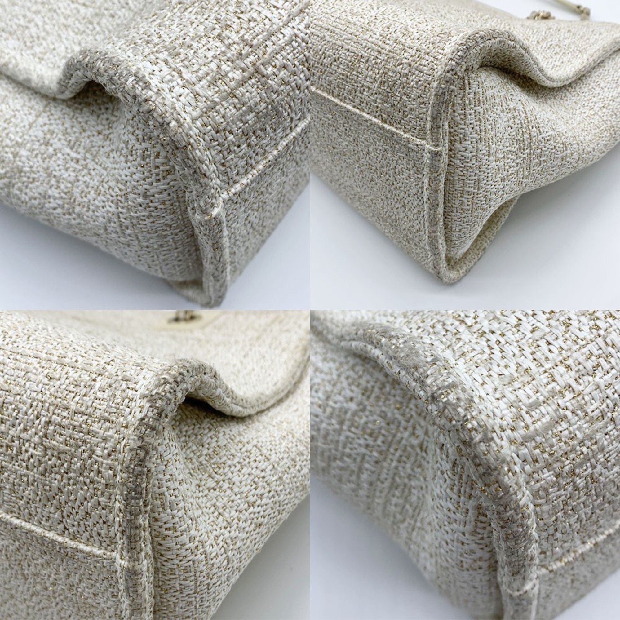 Chanel Chanel Chain Deauville MM Tweed Canvas A67001 Beige Size ONE SIZE - 3 Thumbnail