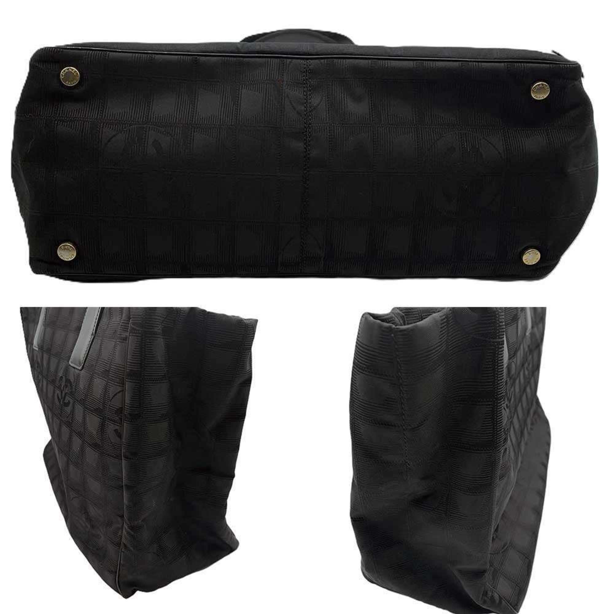 Chanel Chanel New Travel Line Tote MM Bag Shoulder Nylon Jacquard Leather Black A15991 CHANEL Size ONE SIZE - 4 Thumbnail