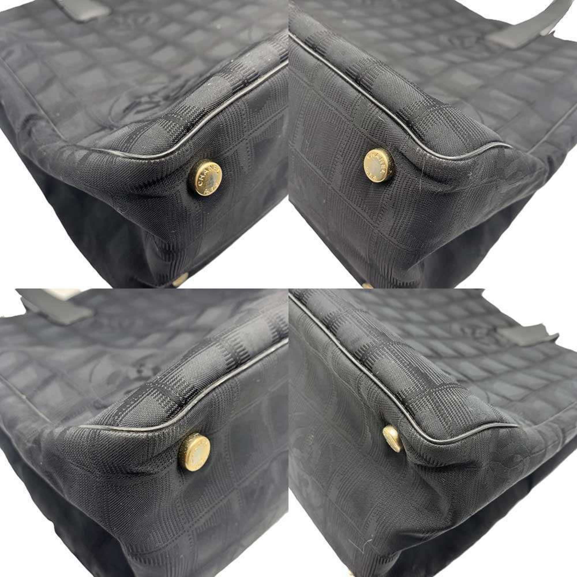 Chanel Chanel New Travel Line Tote MM Bag Shoulder Nylon Jacquard Leather Black A15991 CHANEL Size ONE SIZE - 3 Thumbnail