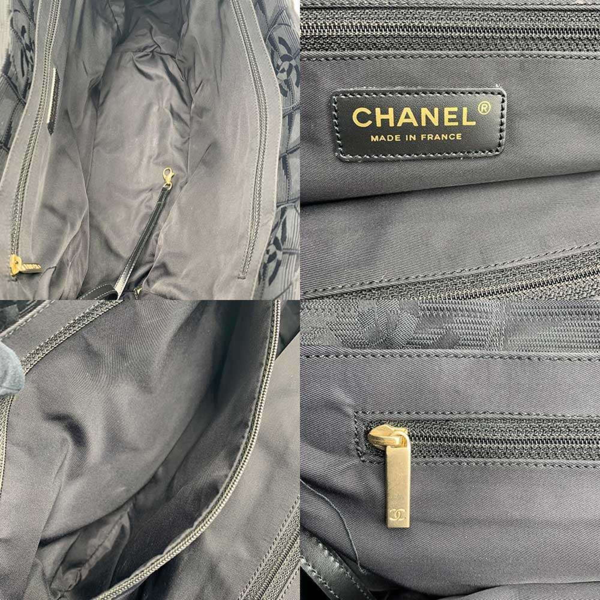 Chanel Chanel New Travel Line Tote MM Bag Shoulder Nylon Jacquard Leather Black A15991 CHANEL Size ONE SIZE - 6 Thumbnail
