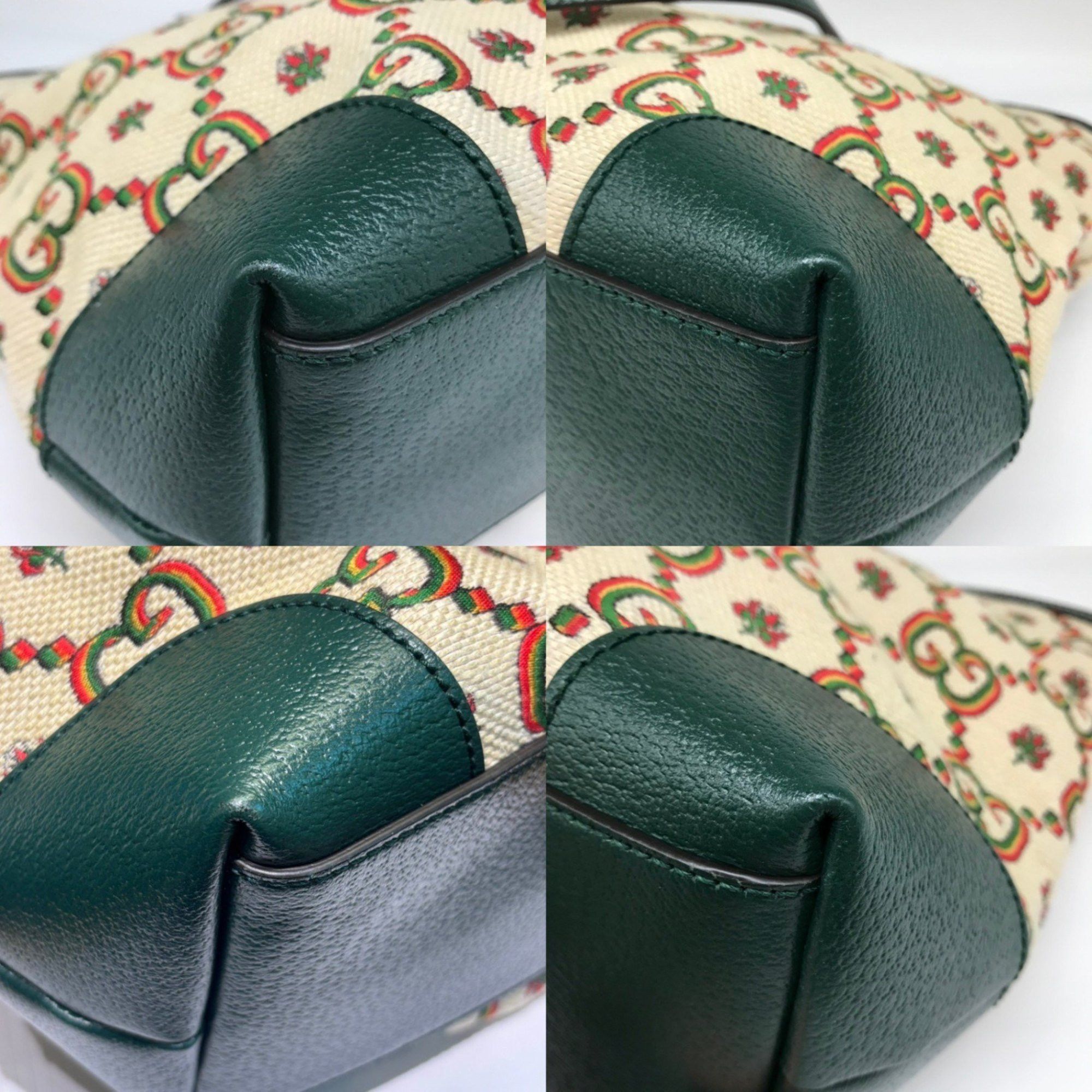 Gucci Gucci Ophidia GG Canvas Jacquard Tote Bag Green Leather Ladies 676681 GUCCI Size ONE SIZE - 3 Thumbnail
