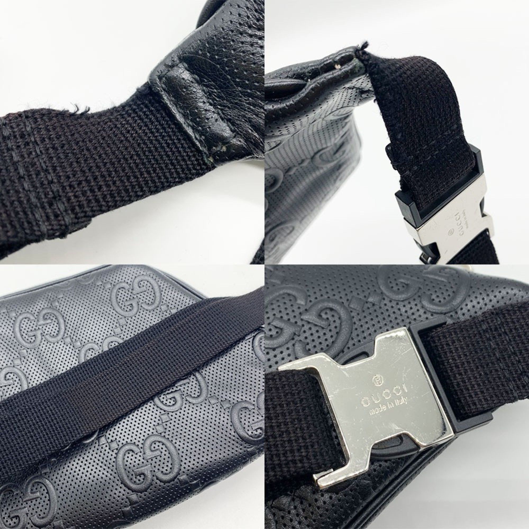 Gucci Gucci Waist Pouch Small Belt Body Bag 2way GG Embossed Leather Black 658582 GUCCI Size ONE SIZE - 3 Thumbnail
