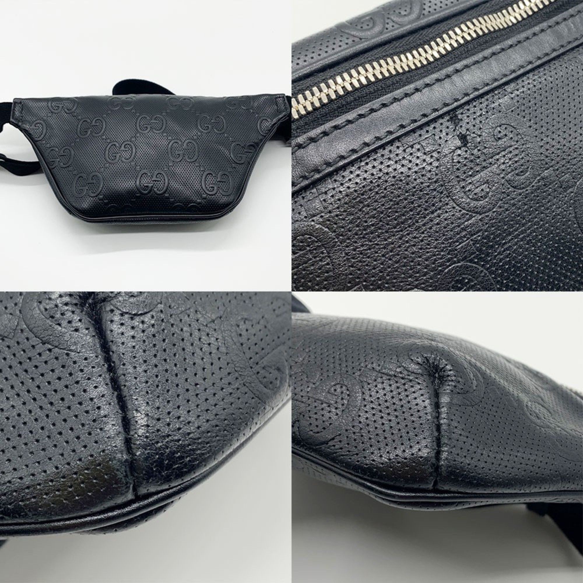 Gucci Gucci Waist Pouch Small Belt Body Bag 2way GG Embossed Leather Black 658582 GUCCI Size ONE SIZE - 2 Thumbnail