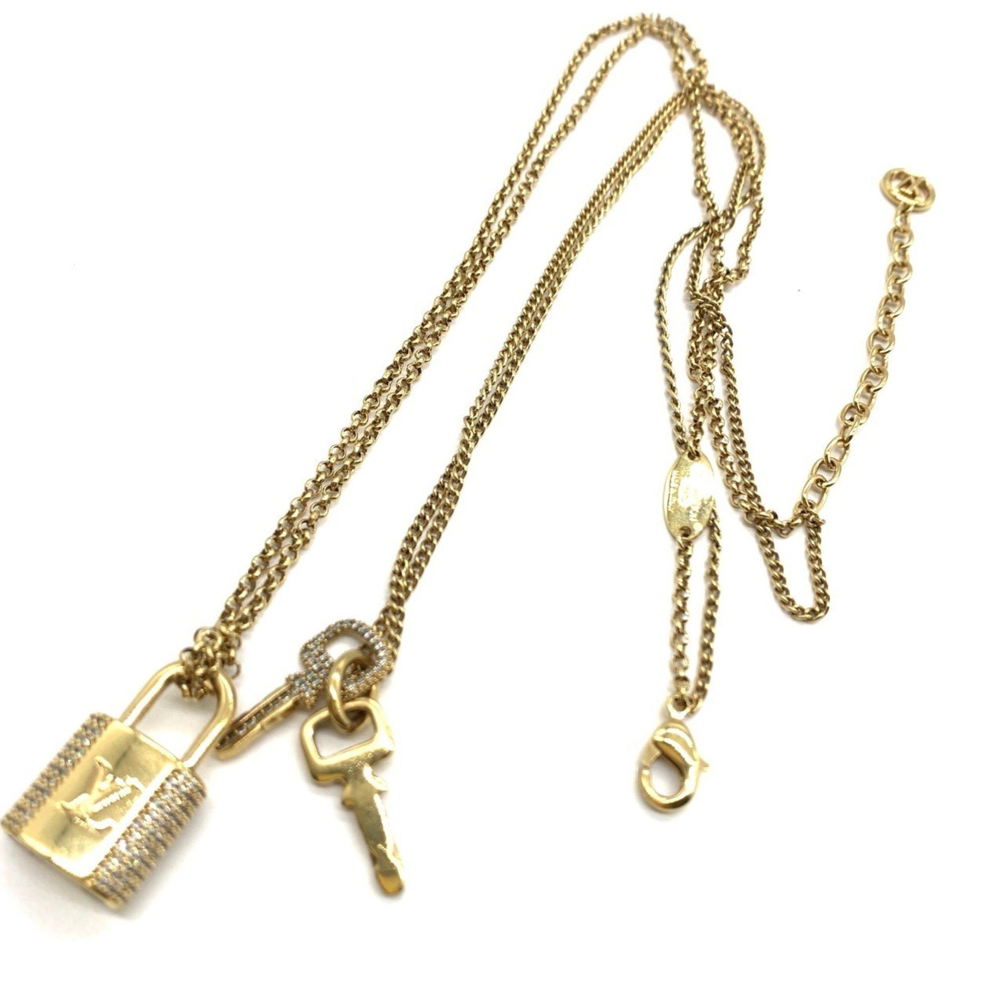 Louis Vuitton Louis Vuitton LV Padlock Necklace M01593 Gold Rhinestone Women's LOUIS VUITTON Size ONE SIZE - 4 Thumbnail
