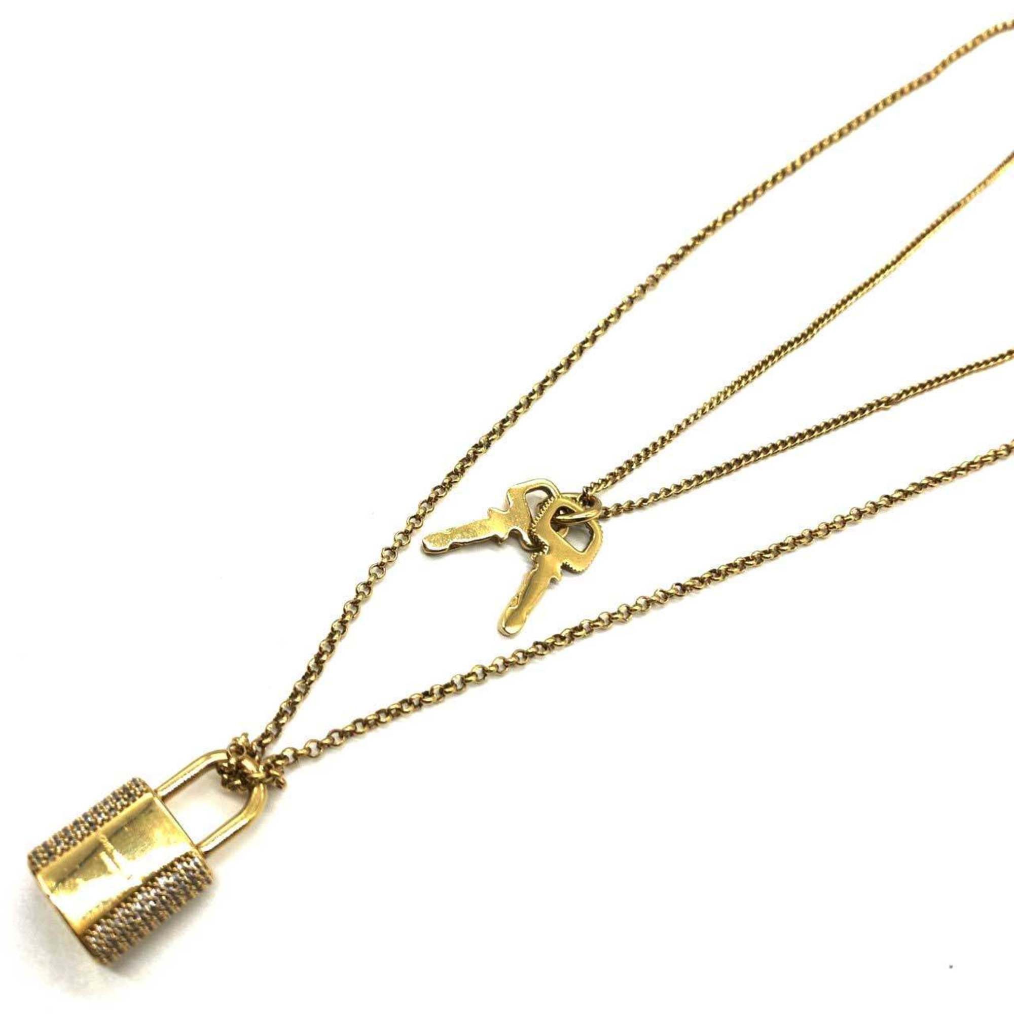 Louis Vuitton Louis Vuitton LV Padlock Necklace M01593 Gold Rhinestone Women's LOUIS VUITTON Size ONE SIZE - 2 Thumbnail
