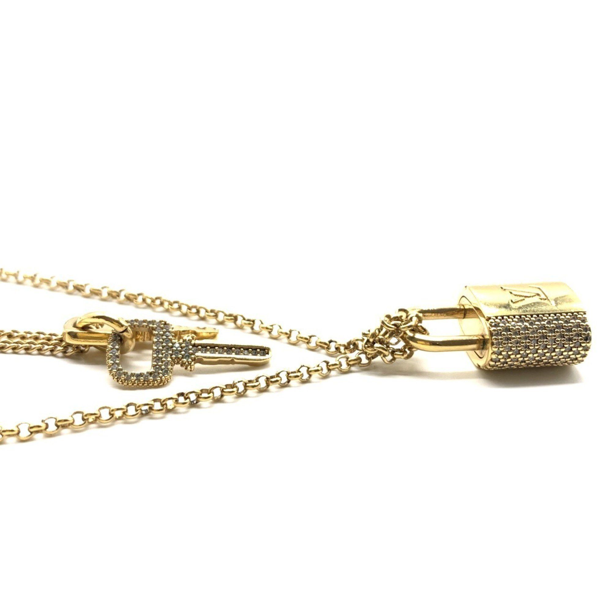 Louis Vuitton Louis Vuitton LV Padlock Necklace M01593 Gold Rhinestone Women's LOUIS VUITTON Size ONE SIZE - 3 Thumbnail