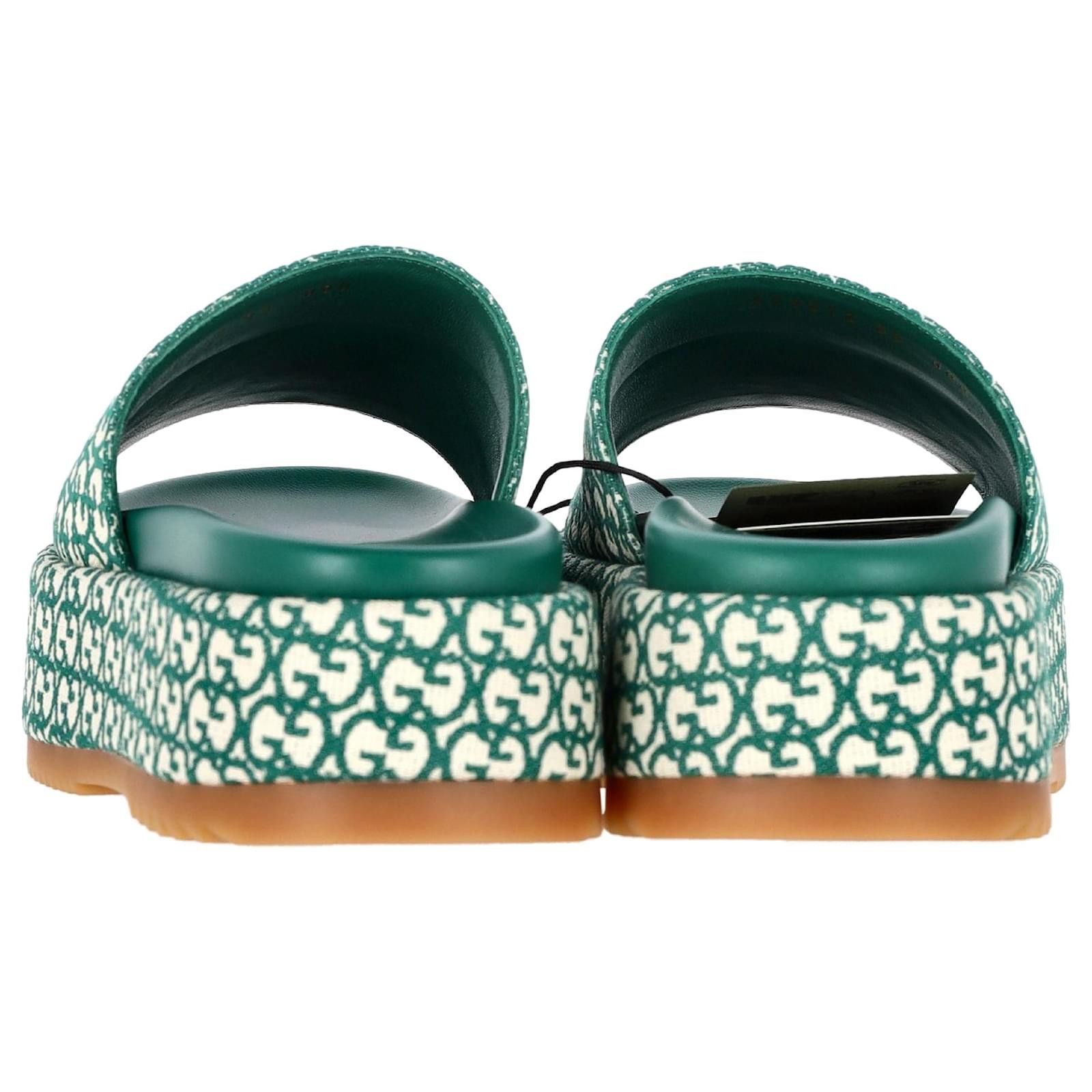Gucci gucci platform slide sandals in green canvas Size US 12 / IT 42 - 5 Thumbnail
