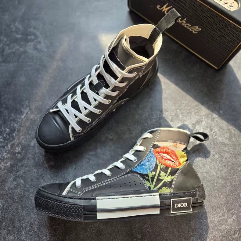 Dior DIOR High-Top Black Floral Sneakers Size 41 Size US 10 / EU 43 - 4 Thumbnail