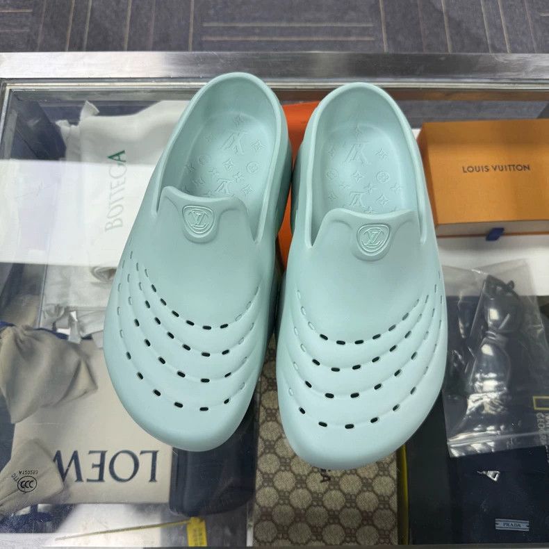 Louis Vuitton LOUIS VUITTON Mint Green Shark Slippers UK8 Size US 9 / EU 42 - 2 Thumbnail