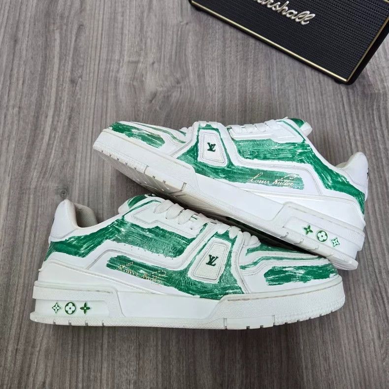 Louis Vuitton LOUIS VUITTON LV TRAINER Green White Sneakers Size US 8.5 / EU 41-42 - 4 Thumbnail