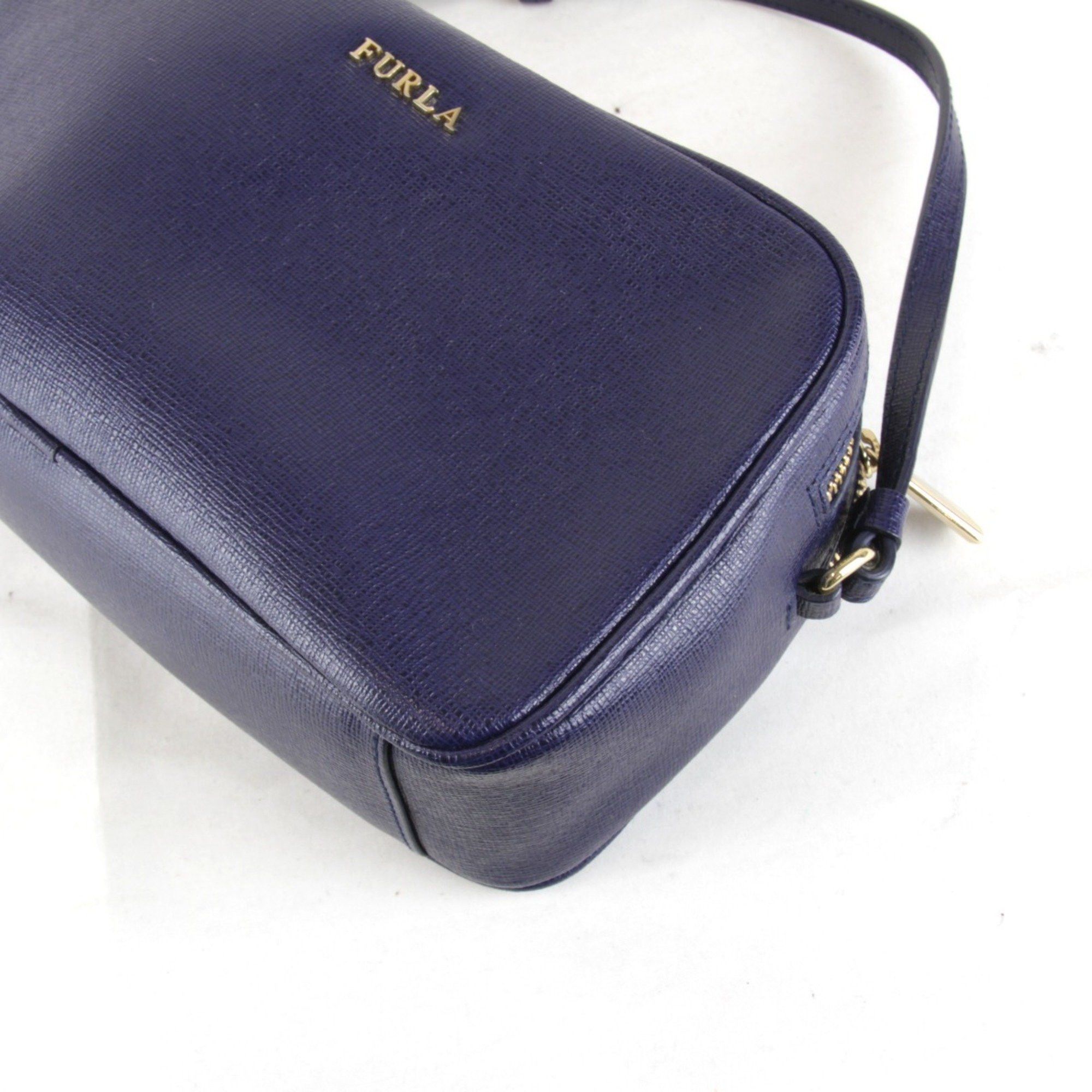 Furla Furla Shoulder Bag Double Zip Blue Leather Women's Size ONE SIZE - 5 Thumbnail