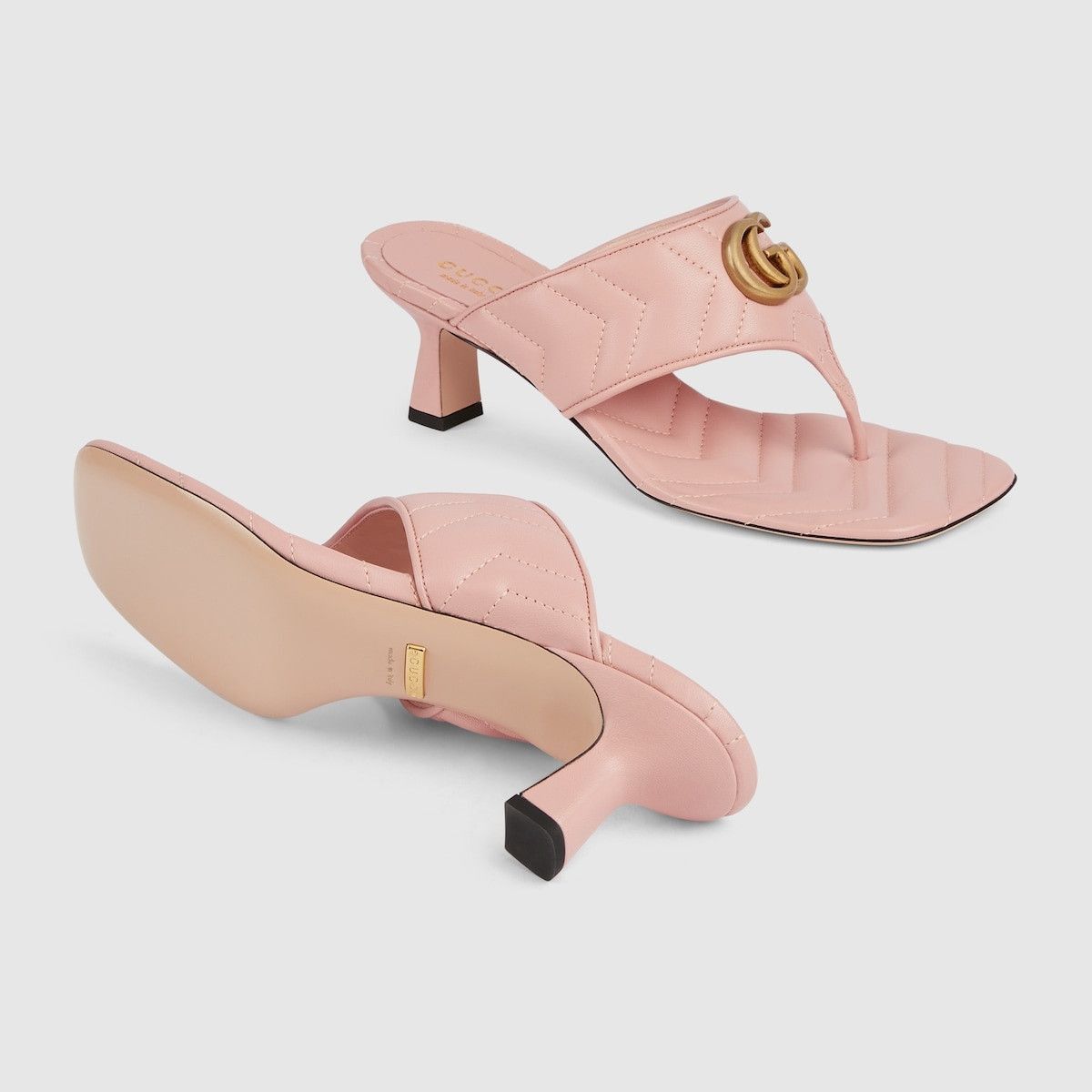 Gucci double G leather thong sandal pink Size US 6 / IT 36 - 5 Thumbnail