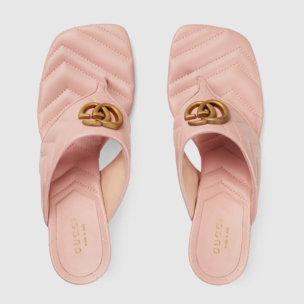Gucci double G leather thong sandal pink Size US 9 / IT 39 - 4 Thumbnail