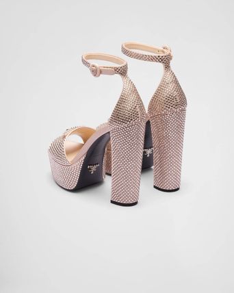 Prada satin platform sandals with crystals pink Size US 9 / IT 39 - 5 Thumbnail