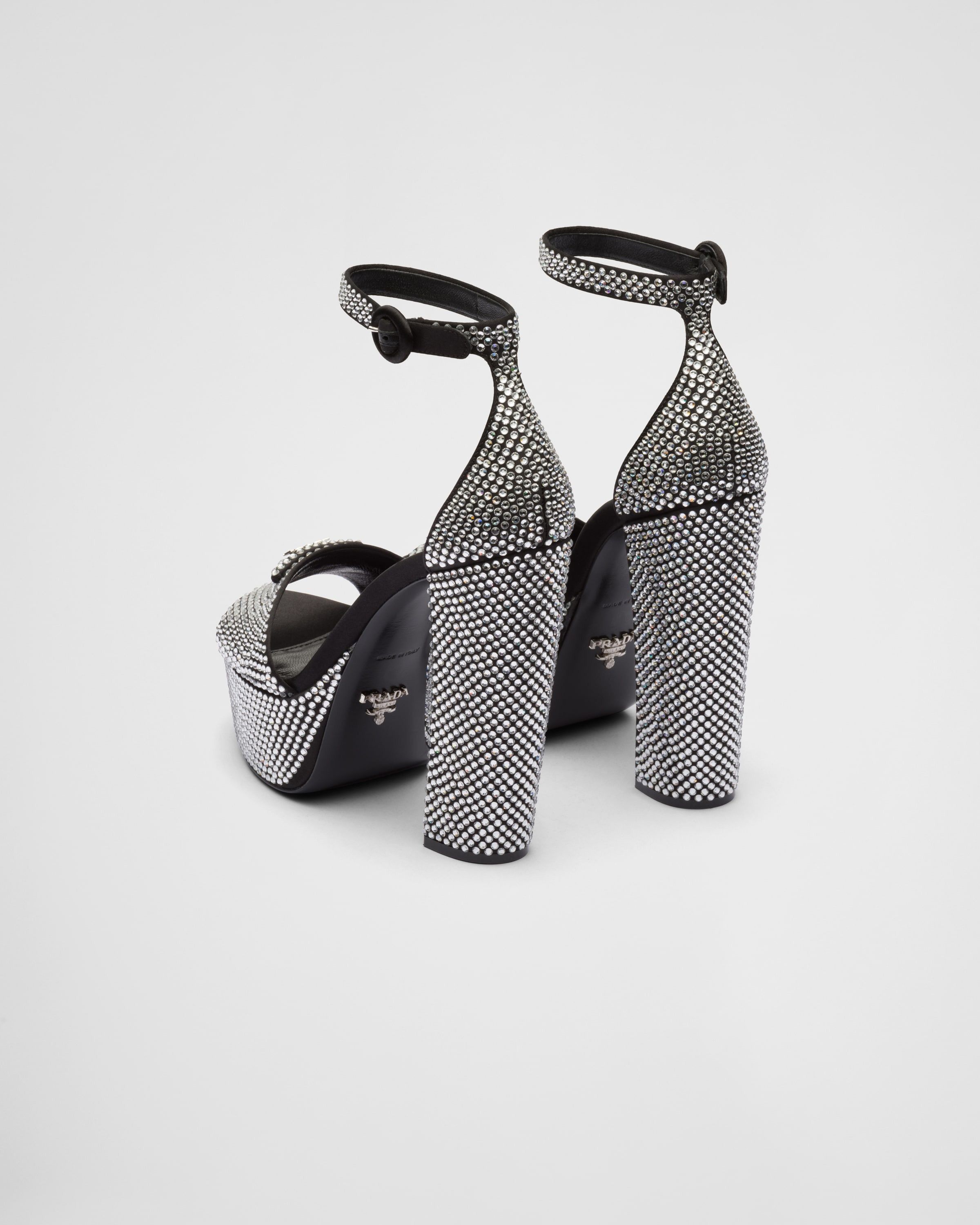 Prada $2.2K VALUE satin platform sandals with crystals black Size US 11 / IT 41 - 5 Thumbnail