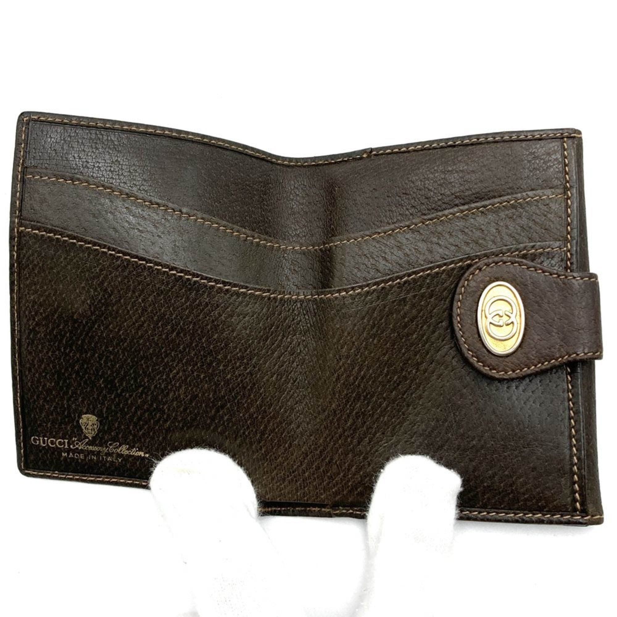 Gucci GUCCI Old Gucci Sherry Line Bi-fold Wallet Vintage Retro GG Supreme Canvas Leather Brown Men's Women's Size ONE SIZE - 6 Thumbnail