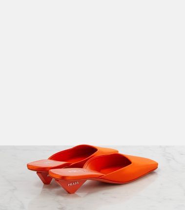 Prada $1.4K VALUE prada satin square toe mule sandals in orange Size US 5 / IT 35 - 2 Thumbnail
