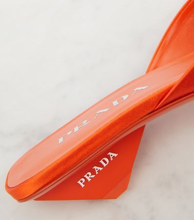 Prada $1.4K VALUE prada satin square toe mule sandals in orange Size US 10 / IT 40 - 5 Thumbnail