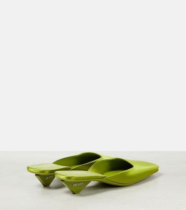 Prada $1.4K VALUE prada satin square toe mule sandals in green Size US 8 / IT 38 - 2 Thumbnail