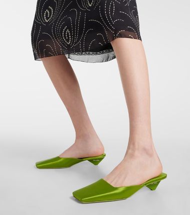 Prada $1.4K VALUE prada satin square toe mule sandals in green Size US 9 / IT 39 - 3 Thumbnail
