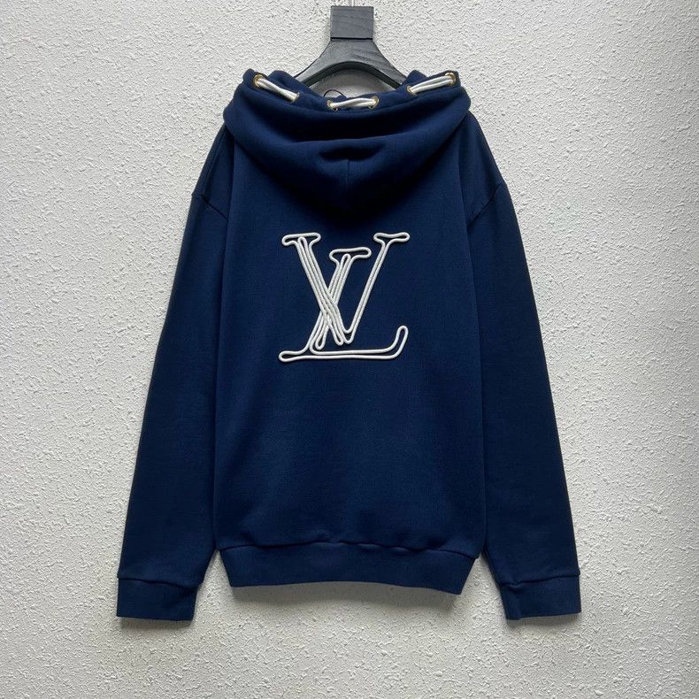 Louis Vuitton Louis Vuitton Blue Long Sleeve Hoodie Sweatshirt Size US XL / EU 56 / 4 - 2 Thumbnail