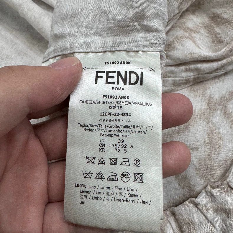 Fendi Fendi Double F Print Linen Shirt-yf Size US L / EU 52-54 / 3 - 4 Thumbnail