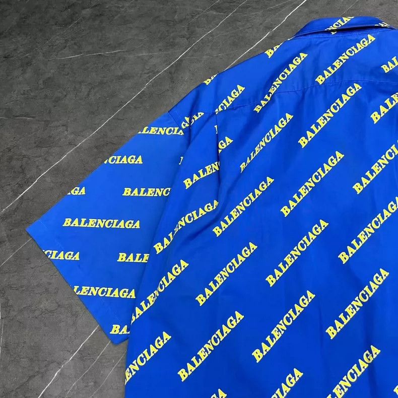 Balenciaga Balenciaga Klein Blue Logo Short Sleeve Shirt-yf Size US M / EU 48-50 / 2 - 4 Thumbnail