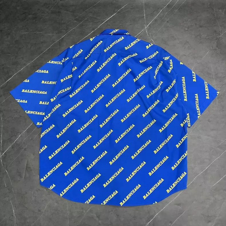 Balenciaga Balenciaga Klein Blue Logo Short Sleeve Shirt-yf Size US M / EU 48-50 / 2 - 2 Thumbnail
