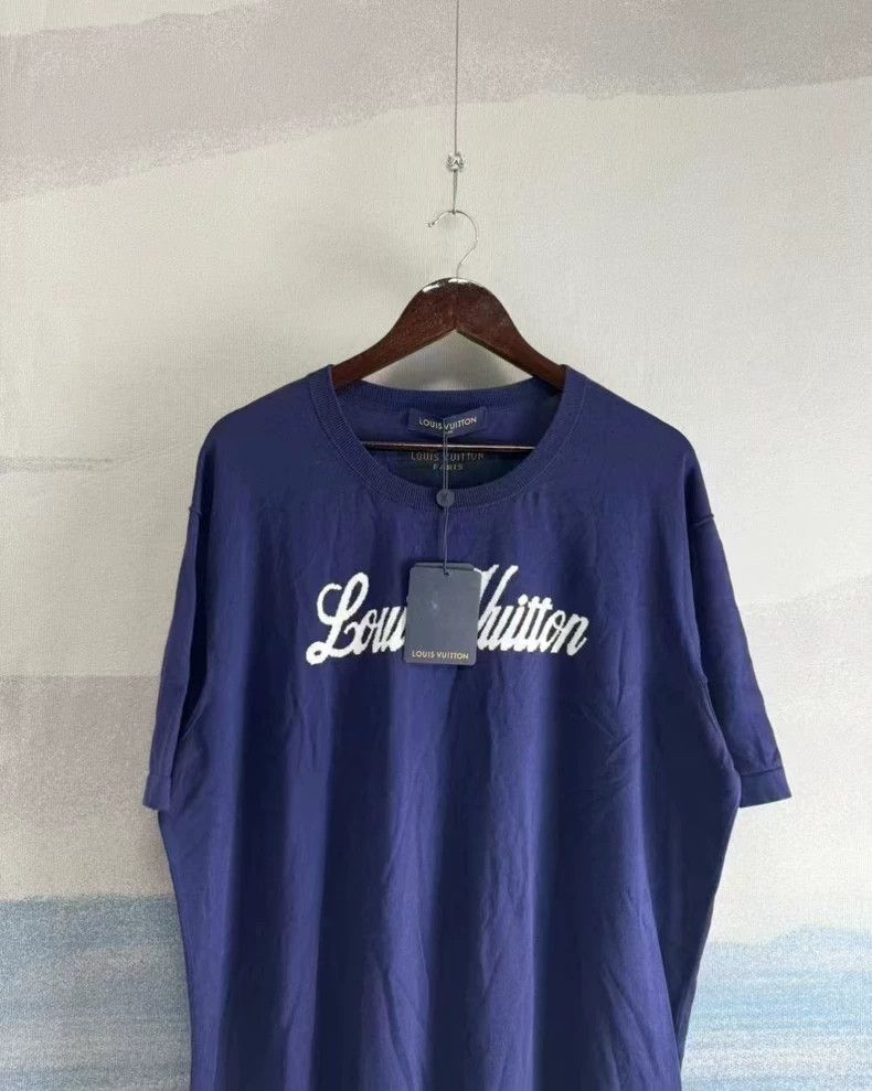 Louis Vuitton Louis Vuitton Blue Short Sleeve Knitted Shirt-yf Size US XXL / EU 58 / 5 - 2 Thumbnail
