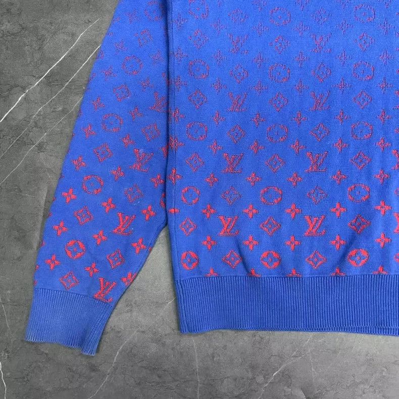 Louis Vuitton Louis Vuitton Blue Red Knit Sweater Size L-yf Size US L / EU 52-54 / 3 - 3 Thumbnail