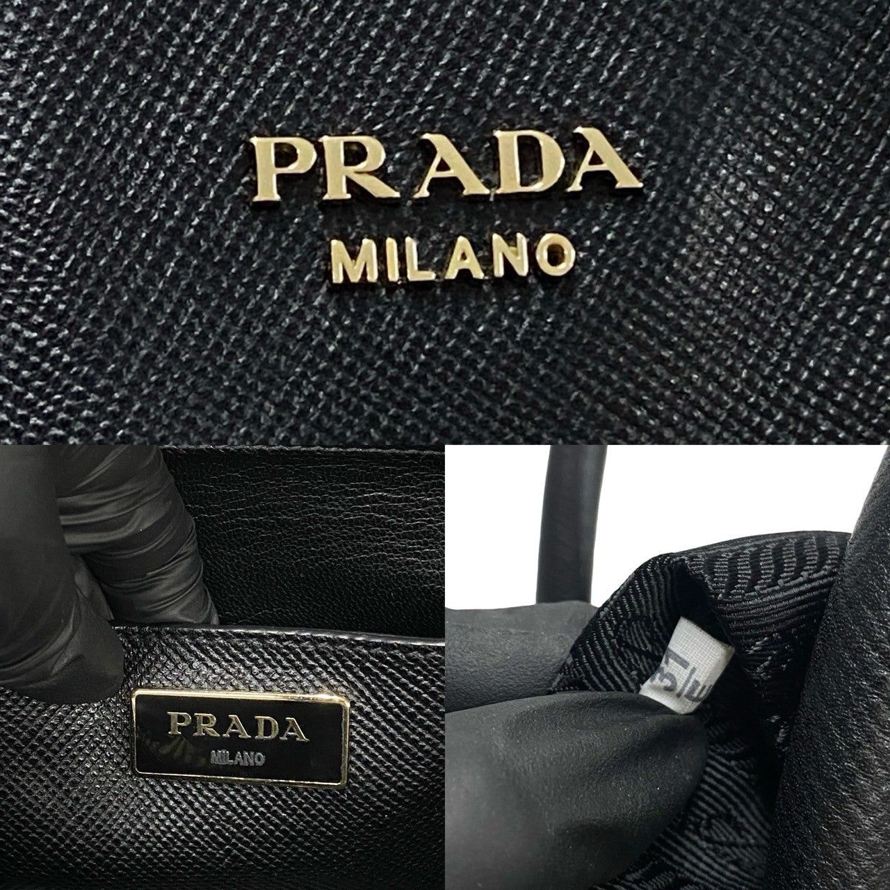 Prada Prada Handbag Black Leather Size ONE SIZE - 3 Thumbnail