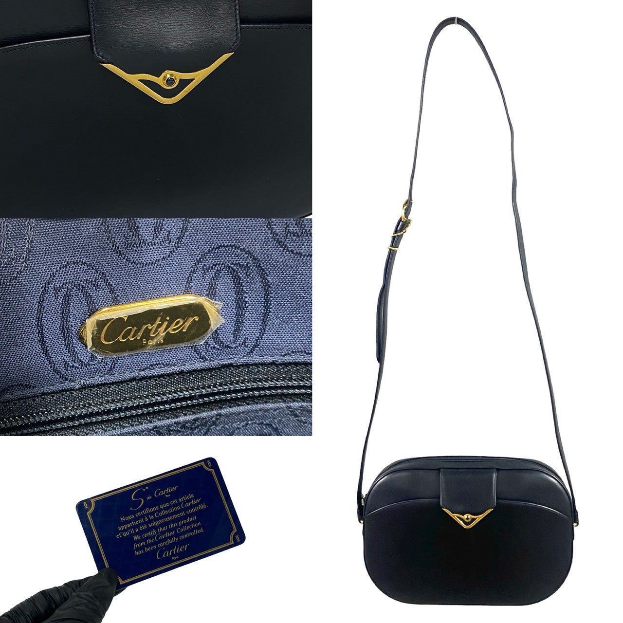 Cartier Cartier Shoulder Bag Blue Leather Size ONE SIZE - 3 Thumbnail