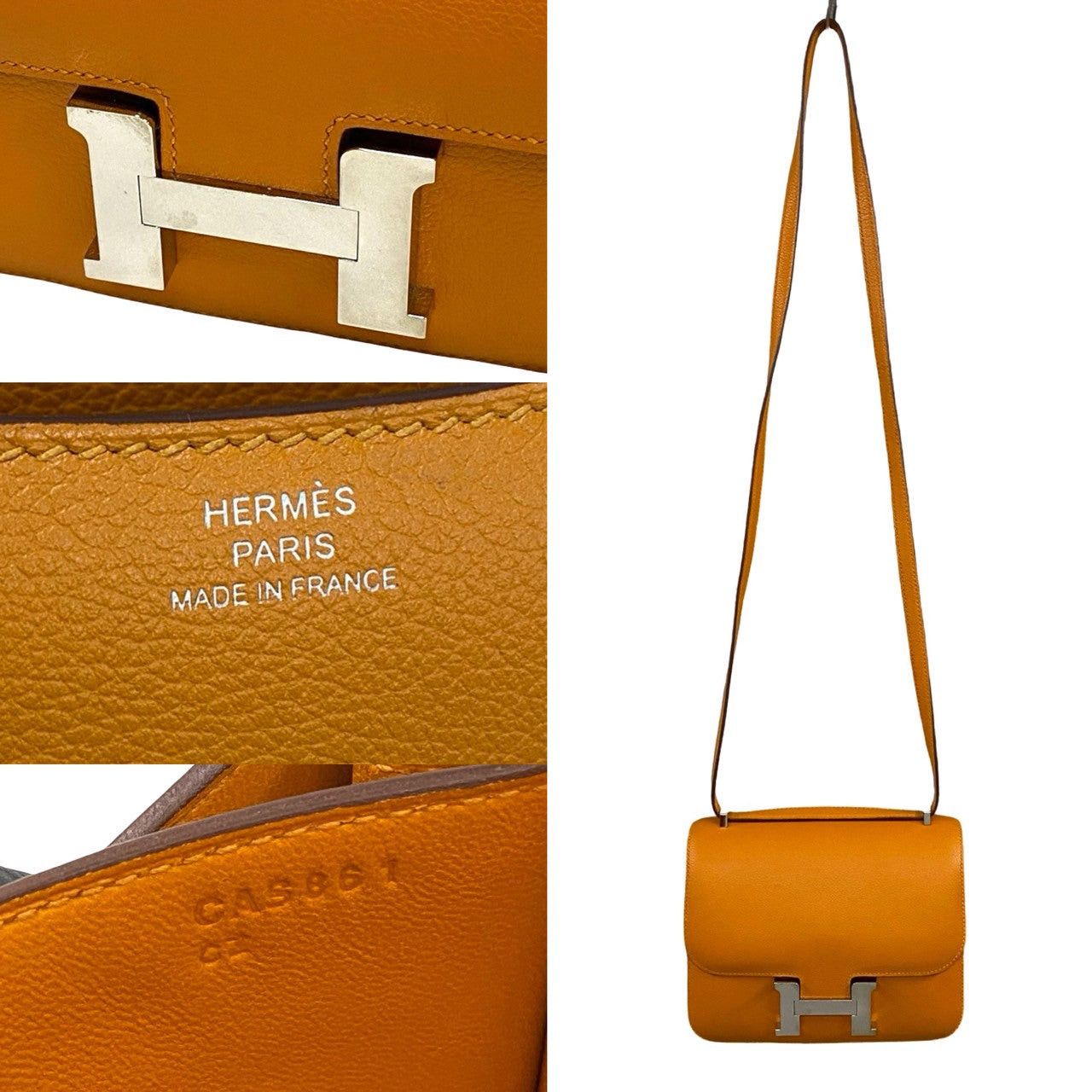 Hermes Hermes Shoulder Bag Orange Leather Size ONE SIZE - 3 Thumbnail