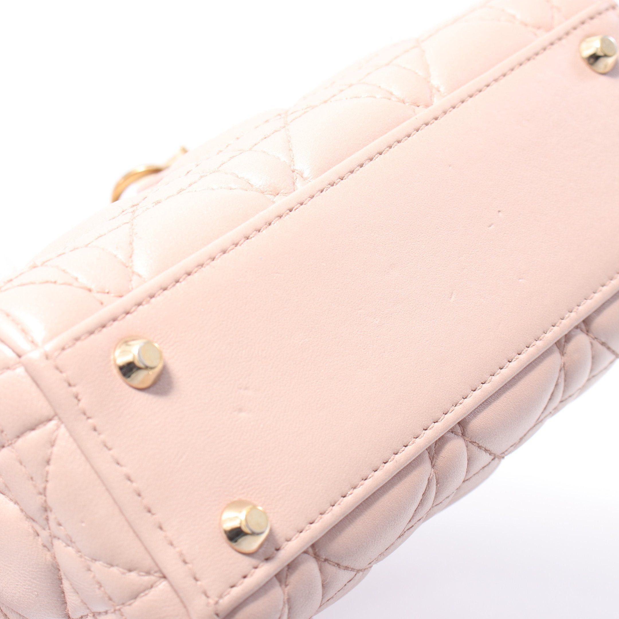 Dior Dior Lady Dior Mini Canage Handbag Leather Pink Size ONE SIZE - 8 Thumbnail