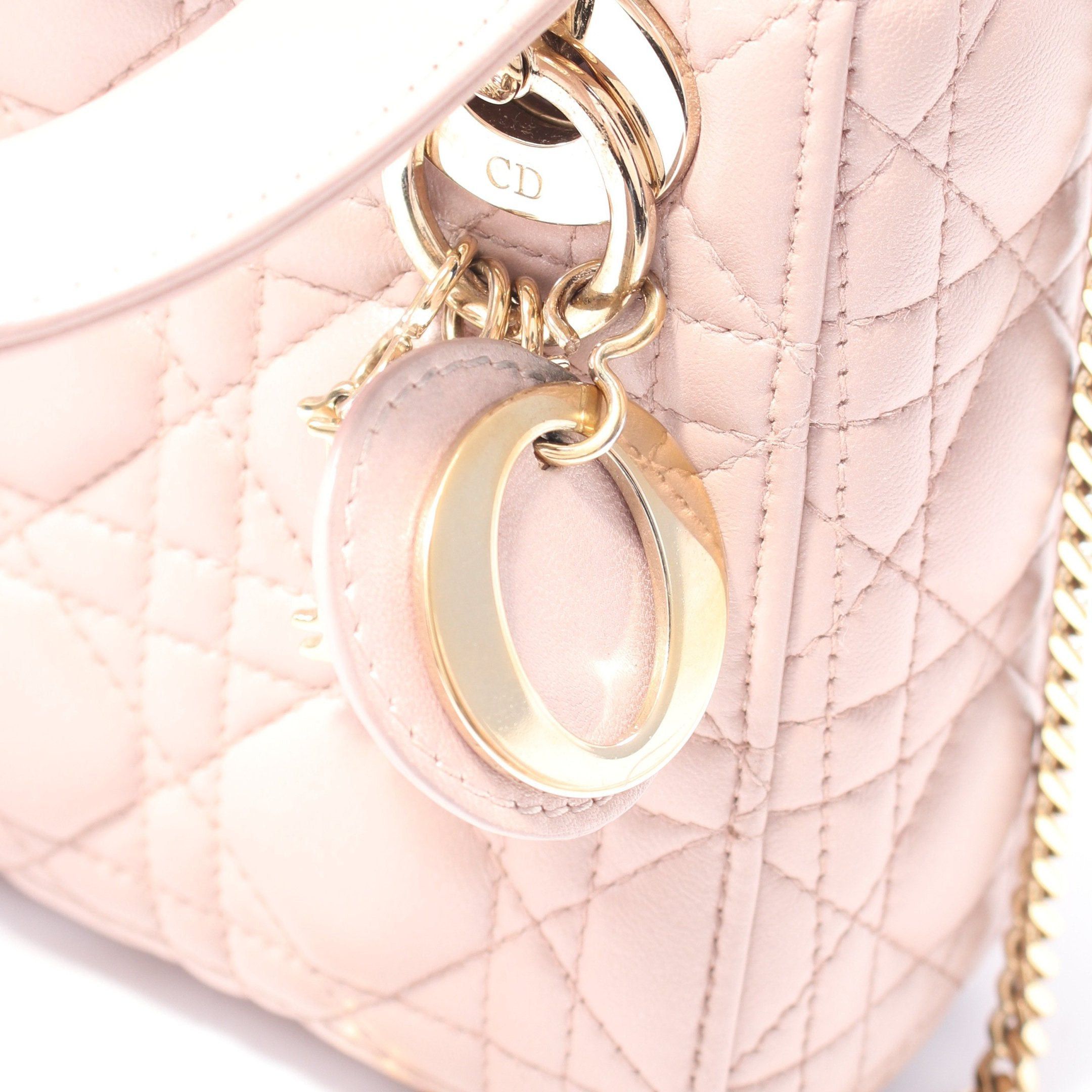 Dior Dior Lady Dior Mini Canage Handbag Leather Pink Size ONE SIZE - 9 Thumbnail