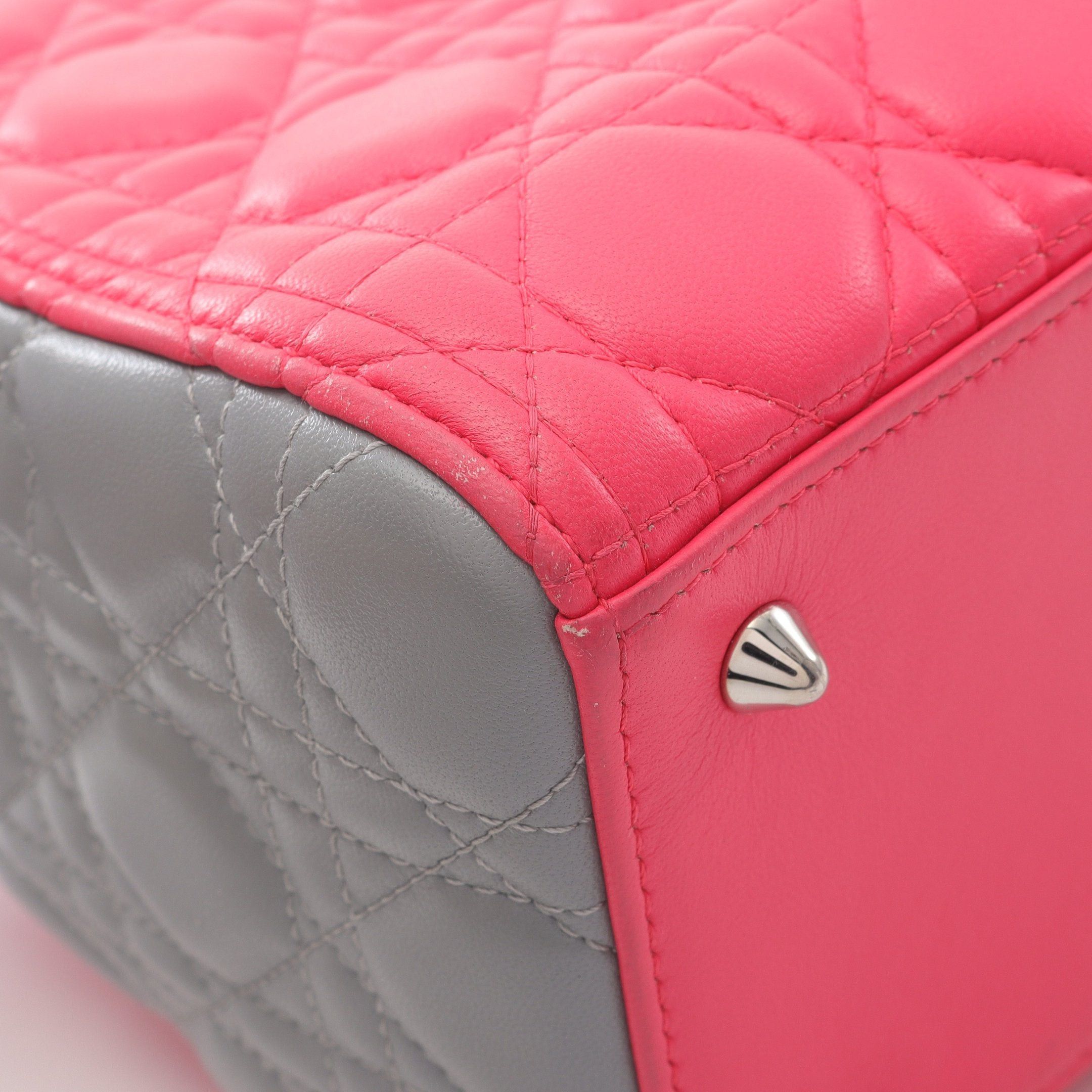 Dior Dior Lady Dior Canage Handbag Leather Pink Light Gray Size ONE SIZE - 8 Thumbnail